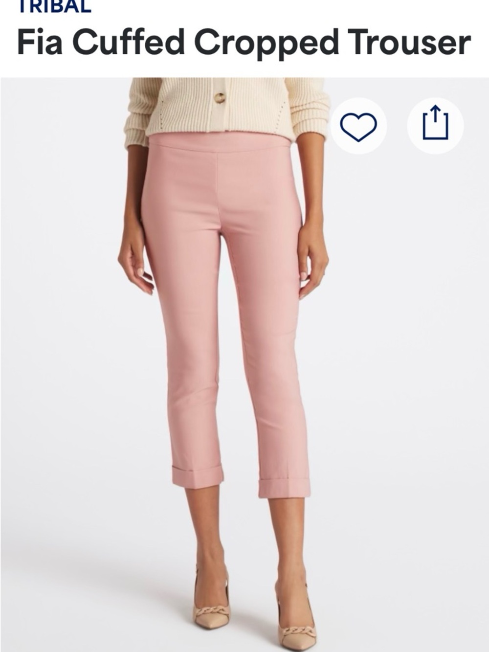 Tribal Pink Fia Cuffed Cropped Trouser
